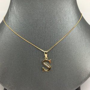 New 14K Gold Initial "S" Pendant with 16" Chain